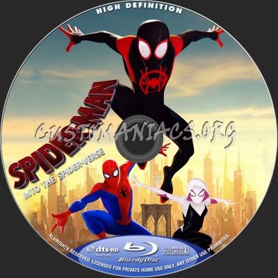 Spiderman Into The Spider-Verse blu-ray label