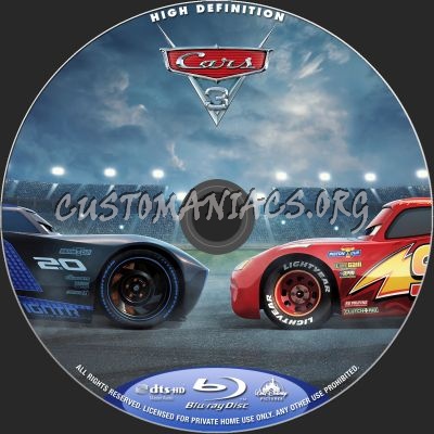 Cars 3 blu-ray label