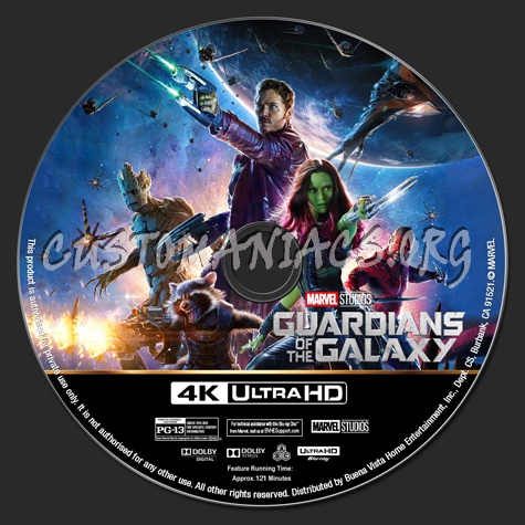 Guardians of the Galaxy 4K blu-ray label