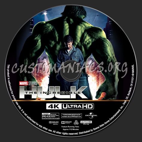 The Incredible Hulk 4K blu-ray label