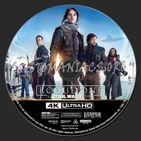Rogue One: A Star Wars Story 4K blu-ray label - DVD Covers