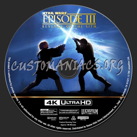 Star Wars: Episode III - Revenge of the Sith 4K blu-ray label