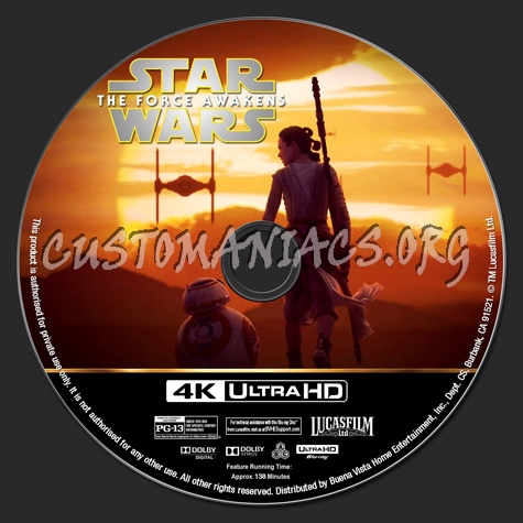 Star Wars: The Force Awakens 4K blu-ray label